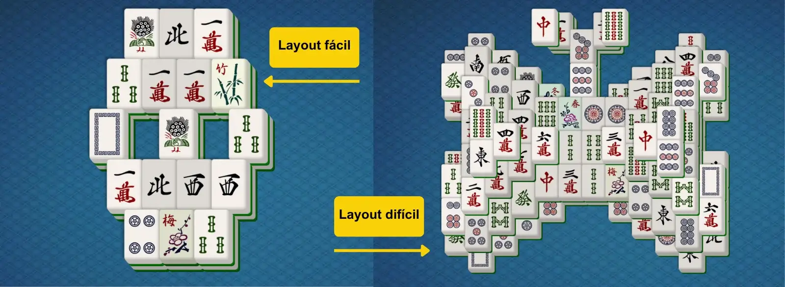 comparações de layouts de mahjong